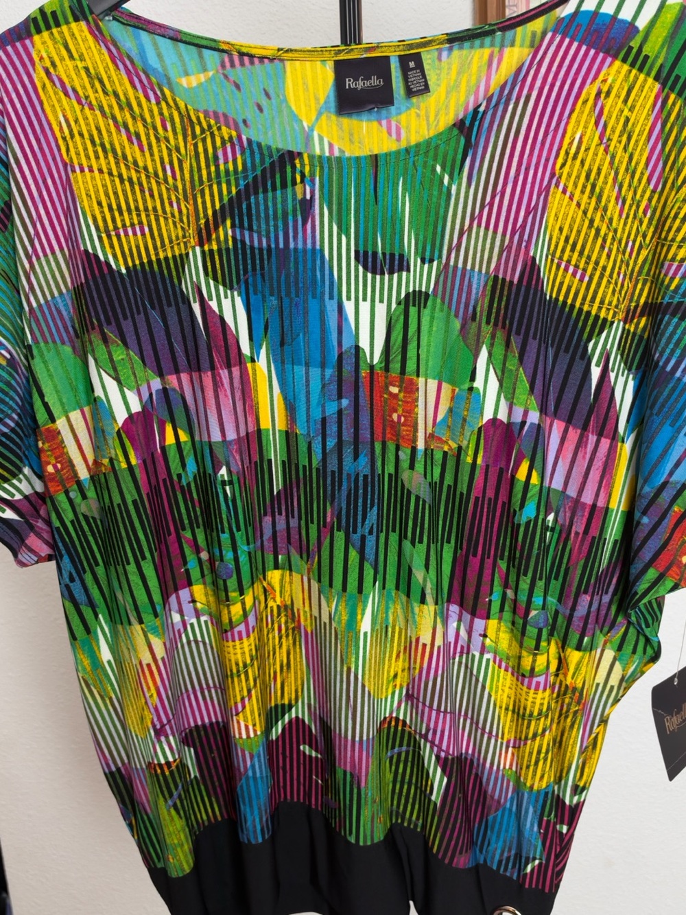 Rafaella Multicolor Pleated Tie-Hem Dolman Top Size Medium New with Tags